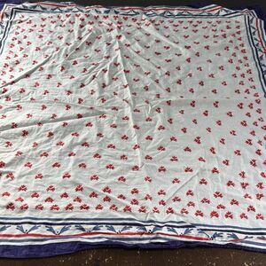 Womens Scarf 31x31 Square Red White & Blue Floral
